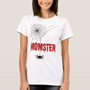 T-shirt Momster Police de caractère saignant et araignée