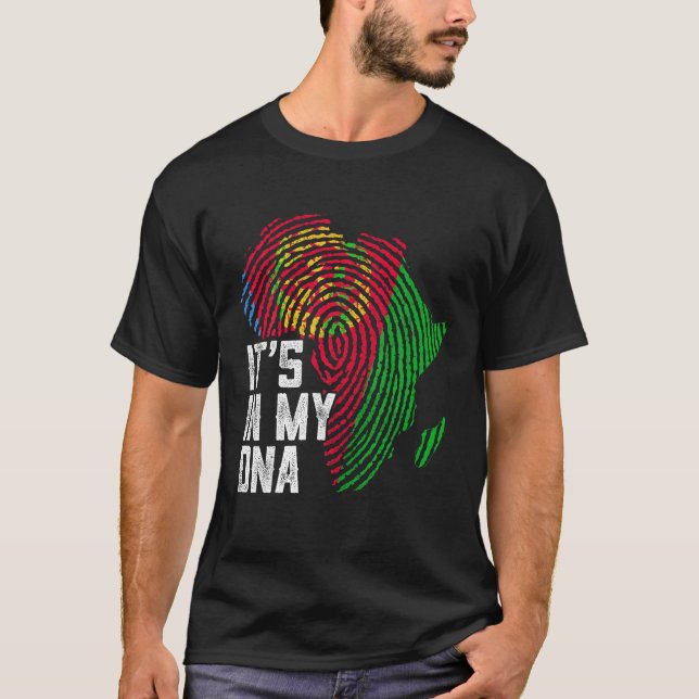 T-shirt Mon Adn Erythrée Drapeau Vêtements Noir Africain A (Devant)