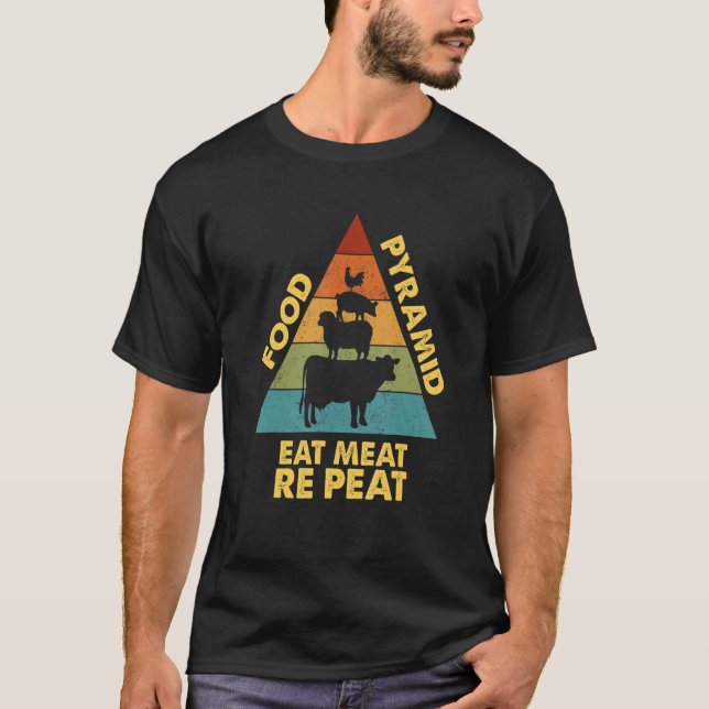 T-shirt Mon alimentation Pyramide Carnivore Cow Cow Cog Po (Devant)