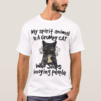T-shirt mon animal d'esprit est un chat grincheux qui s'ag