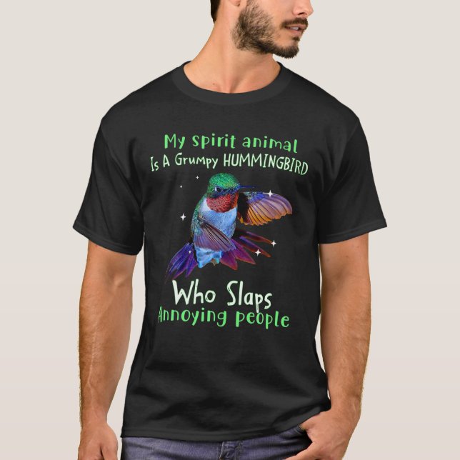 T-shirt Mon Animal D'Esprit Est Un Colibri Grumpy (Devant)