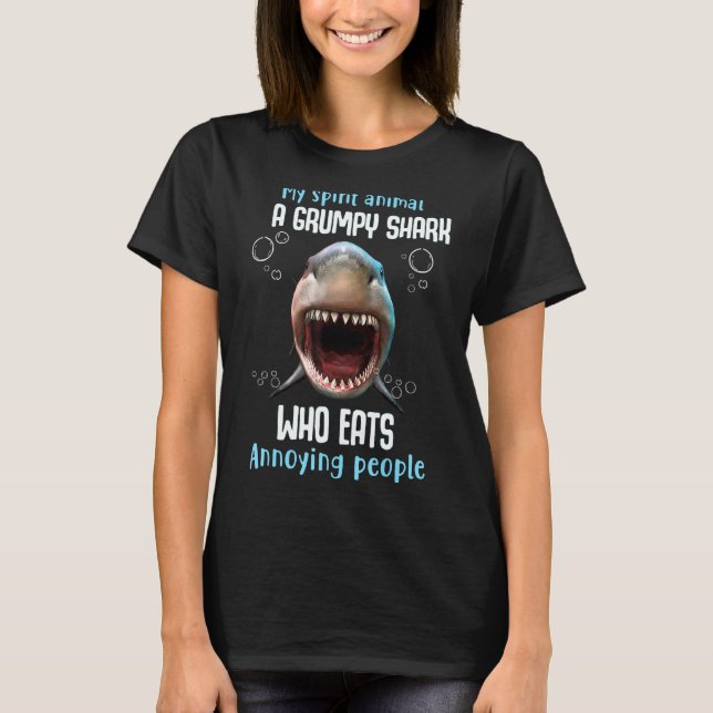 T-shirt Mon Animal D'Esprit Un Requin Grumpy Qui Mange Aga (Devant)