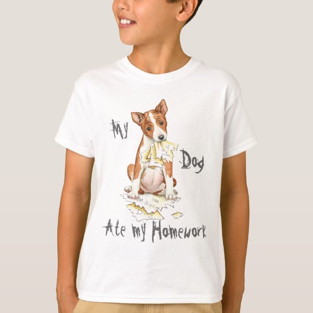T-shirt Mon Basenji a mangé mon travail (Devant)