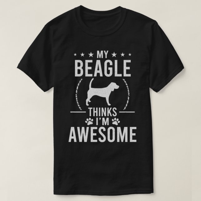 T-shirt Mon Beagle pense que je suis un Amoureux des chien (Design devant)