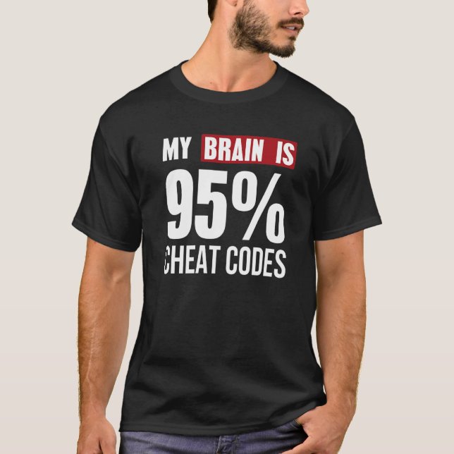 T-shirt Mon Cerveau Est 95 Code Cheat Programmer Coder Tee (Devant)