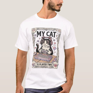 T-shirt Mon chat est joueur deux Chat Gamer Tech Vintage V