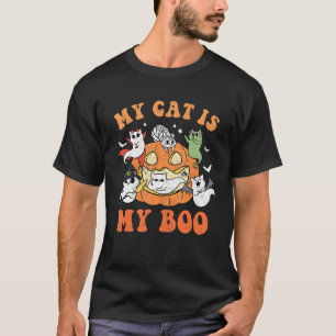 T-shirt Mon chat est mon Boo Ghost Halloween Saison Spooky