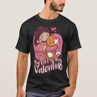 T-shirt Mon chat est mon cadeau Valentine mignonne anti V-