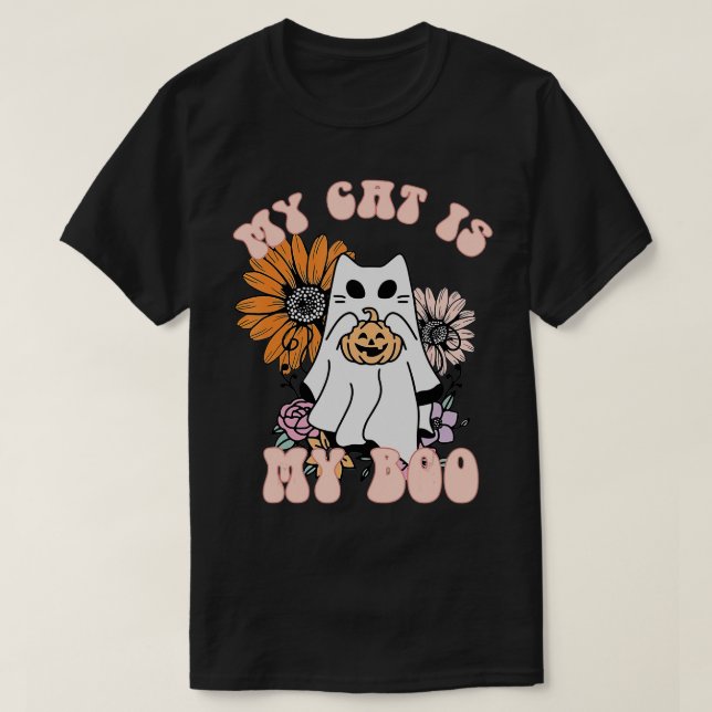 T-shirt Mon Chat Est Mon Chat Fantôme Boo Chat Éffrayant H (Design devant)