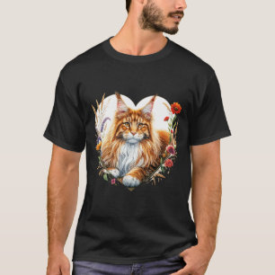 T-shirt Mon chat est mon Valentin Mignon chat orange Maine