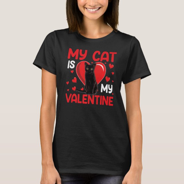 T-shirt Mon Chat Est Mon Valentine Paw Heart Propriétaire  (Devant)