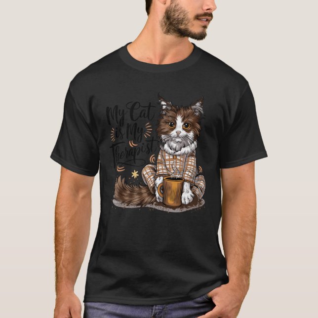 T-shirt Mon chat est Myherapist Amoureux des chats cadeau  (Devant)