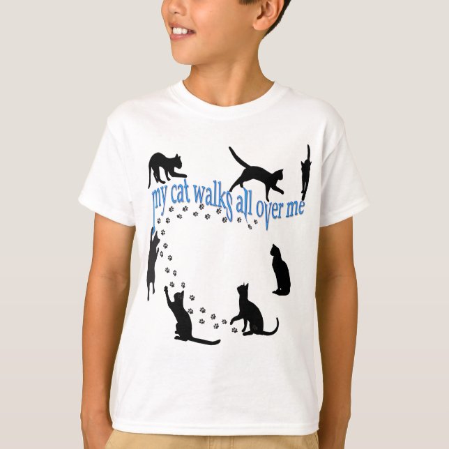 T-shirt "Mon chat marche sur moi" devant et derrière ! (Devant)