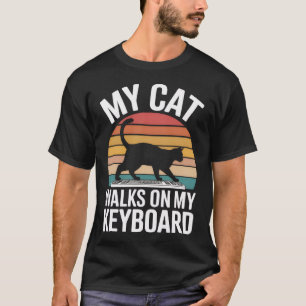 T-shirt Mon chat marche sur mon clavier   Drôle pour homme