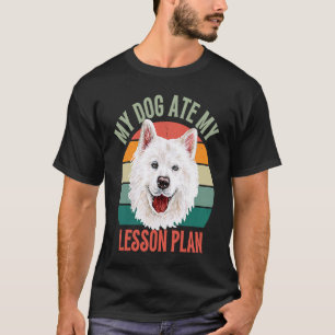 T-shirt Mon chien a mangé mon plan de leçon Rétro Samoyed 