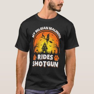 T-shirt Mon chien Malinois belge monte une sorcière au fus