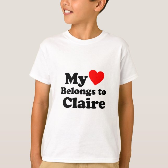T-shirt Mon coeur appartient à Claire (Devant)
