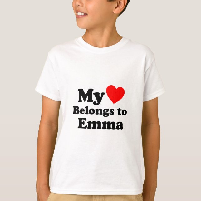 T-shirt Mon coeur appartient à Emma (Devant)