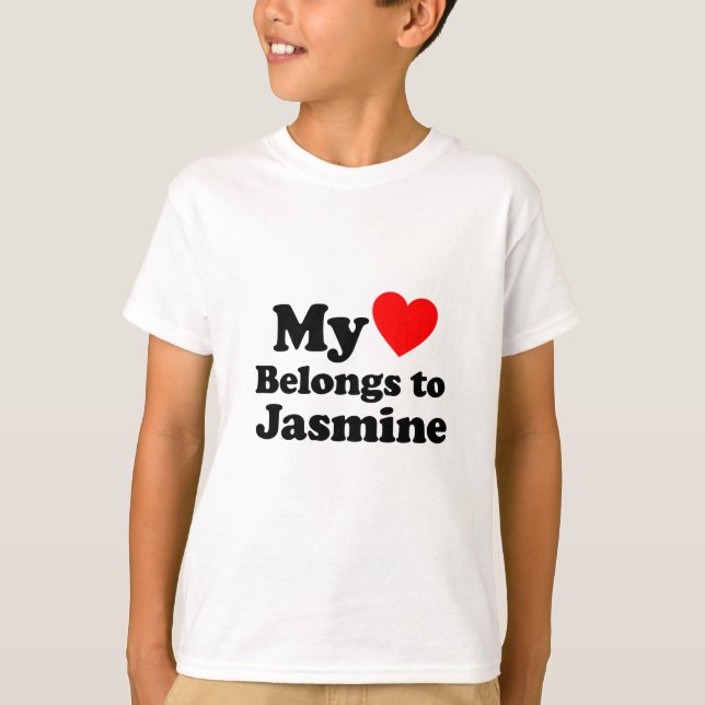 T-shirt Mon coeur appartient à Jasmine (Devant)