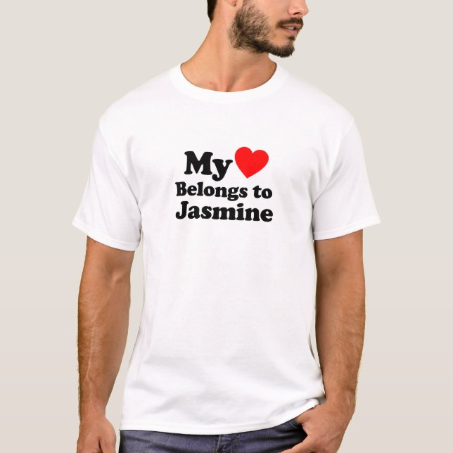 T-shirt Mon coeur appartient à Jasmine (Devant)