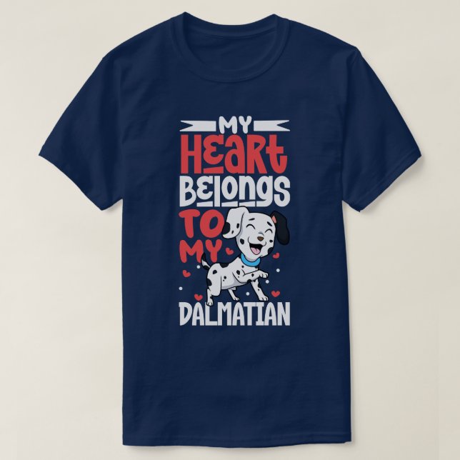 T-shirt Mon coeur appartient à ma dalmate (Design devant)