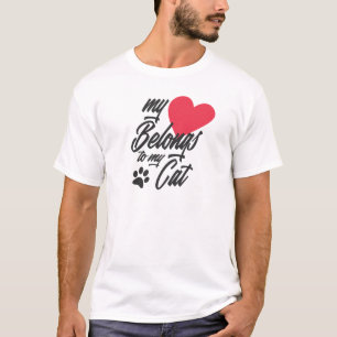 T-shirt Mon coeur appartient à mon chat Valentine   T-shir
