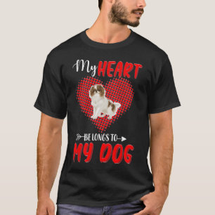 T-shirt Mon cœur appartient à mon Japonais Chin Copie pour