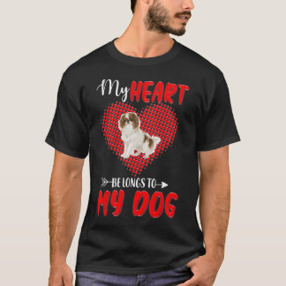 T-shirt Mon cœur appartient à mon Japonais Chin Copie pour