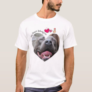 T-shirt Mon coeur appartient à Pitbull chien photo personn