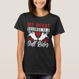 T-shirt Mon Coeur Appartient À Un Bull Rider Aime Rodeo Ma