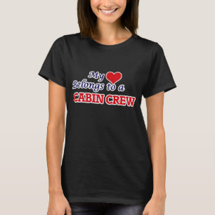 T-shirt Mon coeur appartient à un équipage de cabine