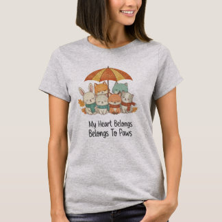 T-shirt Mon Cœur Appartient Aux Pattes Animaux Mig