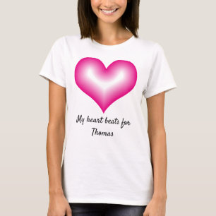 T-shirt Mon Coeur bat pour Nom Personnalisé Sourire Coeur 