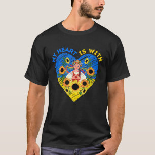 T-shirt MON COEUR EST AVEC L'UKRAINE, Tradition du drapeau