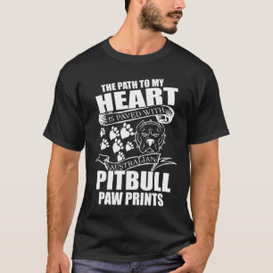 T-shirt Mon cœur est pavé d'empreintes de pattes de Pitbul