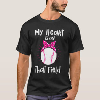 T-shirt Mon Coeur Est Sur Ce Joueur De Baseball De Terrain
