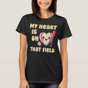 T-shirt Mon Coeur Est Sur Ce Terrain De Baseball