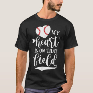 T-shirt Mon coeur est sur ce terrain de baseball softball