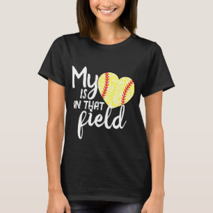 T-shirt Mon coeur est sur cette chemise de softball sur me