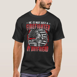 T-shirt Mon Copain Est Un Pompier Mince Red Line Fire G