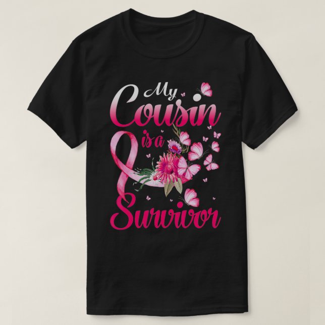 T-shirt Mon Cousin Est Un Survivant Beurre Cancer Du Sein  (Design devant)