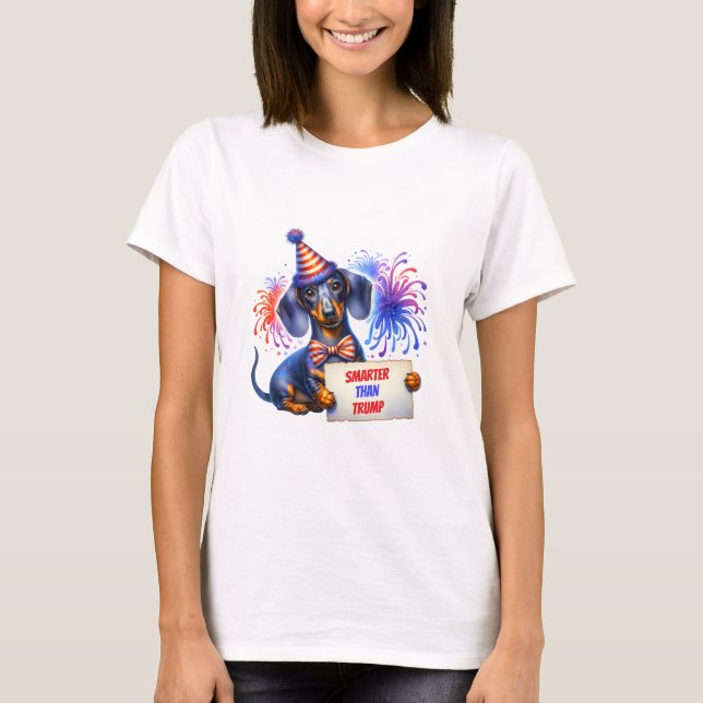 T-shirt Mon Dachshund Est Plus Intelligent Que Trump (Devant)