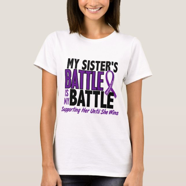 T-shirt Mon de bataille Cancer pancréatique de soeur trop (Devant)