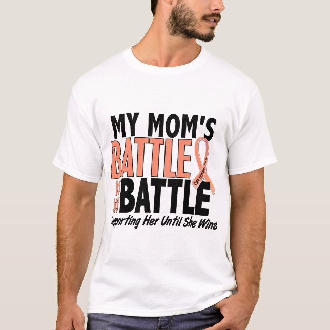 T-shirt Mon de bataille Cancer utérin de maman trop (Devant)