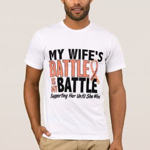 T-shirt Mon de bataille Cancer utérin d'épouse trop