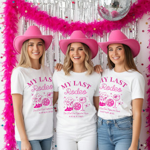T-shirt Mon Dernier Rodéo Fête de Fiançailles Rose Personn
