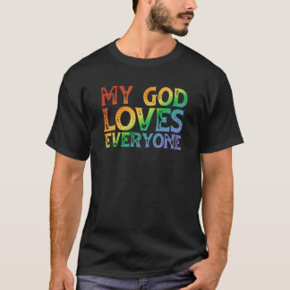 T-shirt Mon Dieu aime tout le monde (arc-en-ciel, rugueux)