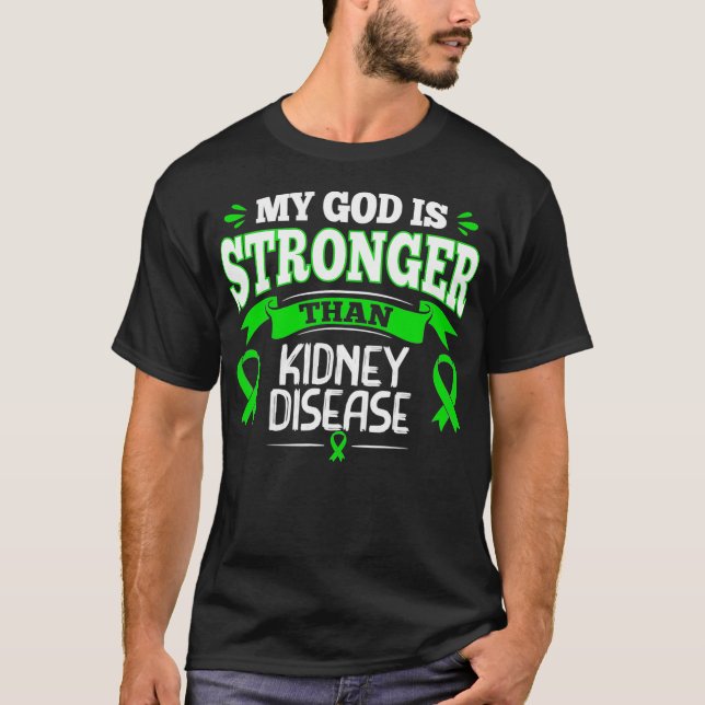 T-shirt Mon Dieu Est Plus Fort Que La Maladie Du Rein Ribb (Devant)