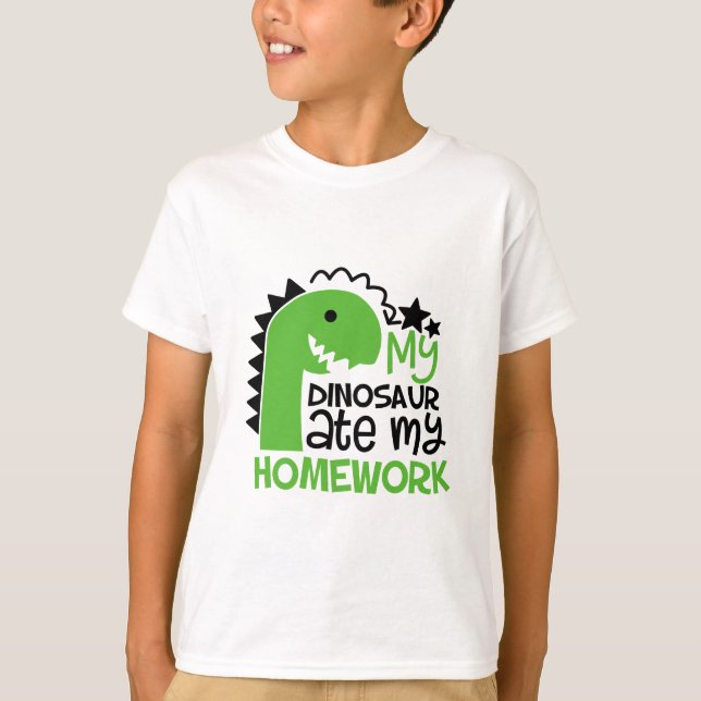 T-shirt Mon Dinosaure A Mangé Mes Devoirs (Devant)