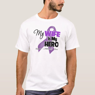 T-shirt Mon épouse est mon héros - ruban pourpre